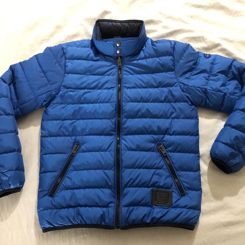 Pre-owned Coach Reversible Down Jacket Blue Men Size XS Extra Small
